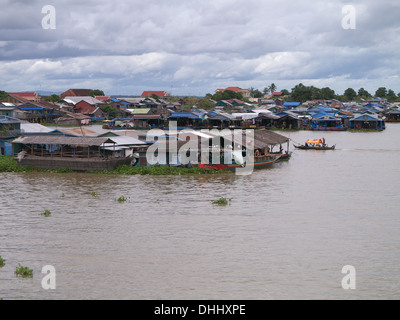 Mekong river Cambodia. People living on the water in floating villages surviving by fishing Stock Photo