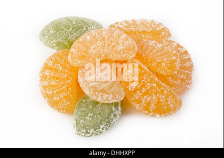 orange jelly candies isolated on white Stock Photo