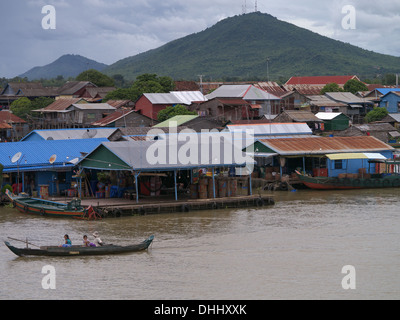 Mekong river Cambodia showing floating village where people living on the water   survive by fishing Stock Photo