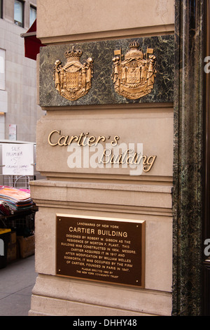 Sign for the Cartier Store on Fifth Avenue New York City America