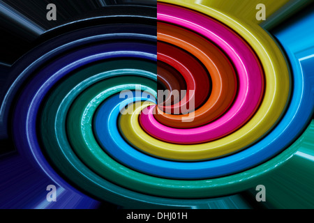 abstract swirls of coloured pencils swirl abstract background Stock Photo