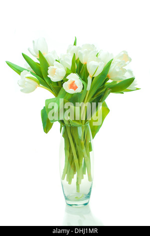 Beautiful tulips in glass vase Stock Photo - Alamy