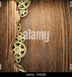 gear wheels on wood Stock Photo