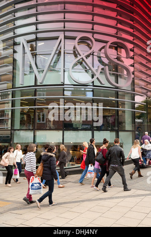 M&S store, Marks and Spencer, Norwich exterior, concept of M&S moving into the red, England UK Stock Photo