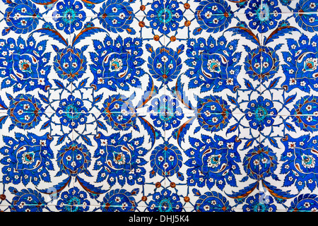 Geometric Ottoman Tile Pattern from the Rustem Pasa Mosque, Istanbul. Stock Photo