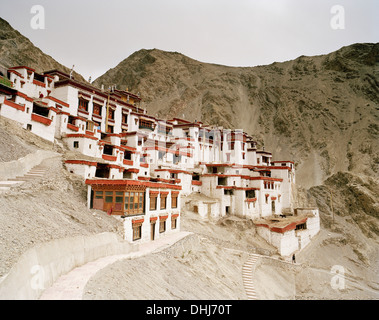 Old going concern convent Rizong, founded in 1833, situated 3450m above sea level, 76 km west of Leh, Ladakh, Jammu and Kashmir, Stock Photo