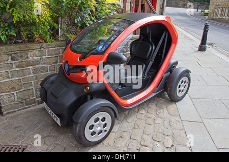 Renault Twizy electric car parked in pennine town of Hebden Bridge Stock Photo