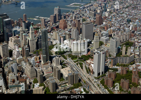 aerial photograph City Hall and Municipal Building, Civic Center, Manhattan, New York City Stock Photo