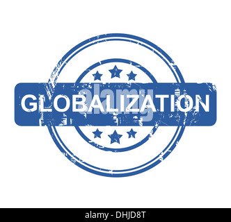 Globalization business stamp with stars isolated on a white background. Stock Photo