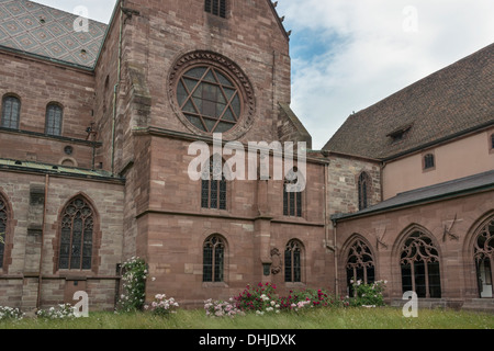 Star of David, South transept of Basel Munster, seen from the Grosser Kreuzgang, Old Town Basel, Switzerland Stock Photo