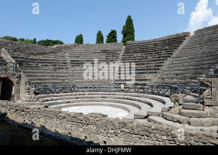 The Odeon or small concert hall theatre which was built in 80 BC at Pompeii Italy. The theatre was originally roofed and was use Stock Photo