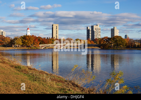 View of the Charles river at Harvard University campus in Cambridge, MA, USA on November 3, 2013. Stock Photo