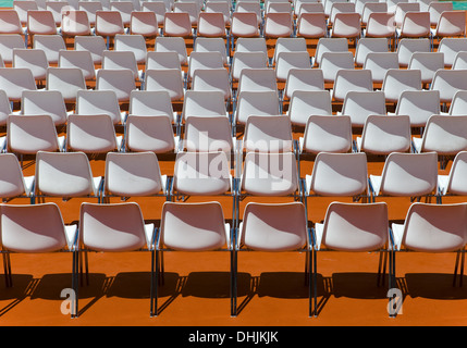 Empty rows of seats backs to spectator Stock Photo