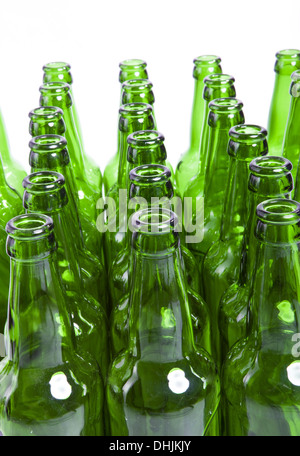 empty glass bottles on white background Stock Photo