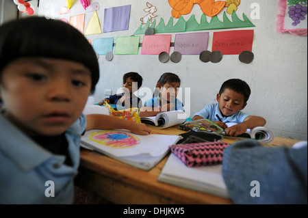 Guatemala indigenous children at preschool in San Jorge La Laguna, Solola, Guatemala. Stock Photo