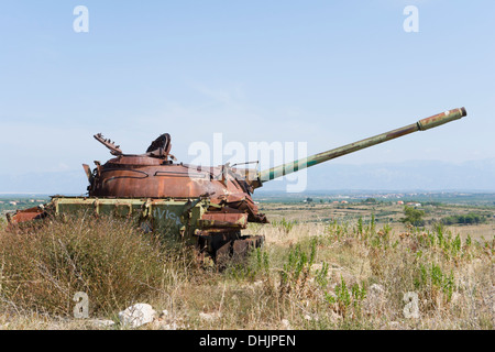 Derelict T-55 tank ex Yugoslav Army Stock Photo
