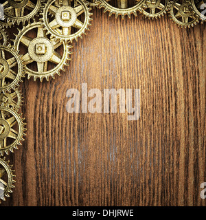 gear wheels on wood Stock Photo