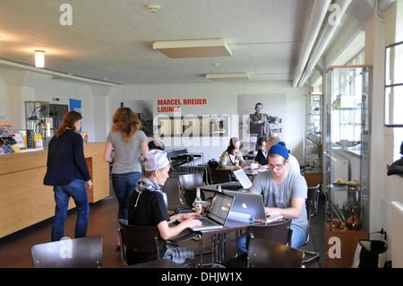 Cafe in the main college building, Bauhaus, Dessau, Saxony-Anhalt, Germany, Europe Stock Photo