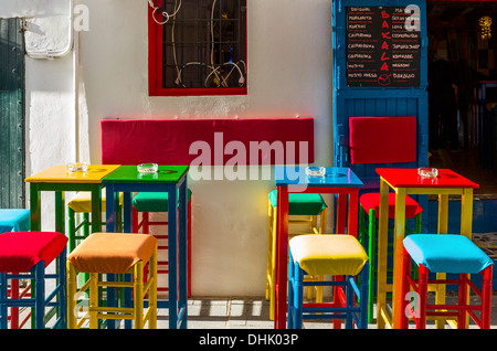 Europe, Spain,  Balearic islands, Eivissa (Ibiza) a colored bar in the old town Stock Photo