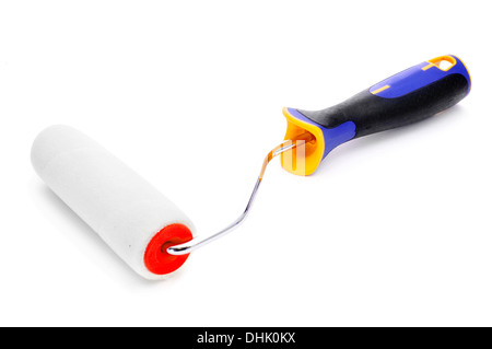 a paint roller on a white background Stock Photo