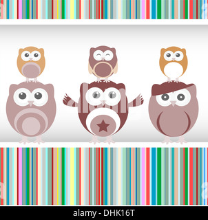 happy birthday party owls set Stock Photo - Alamy