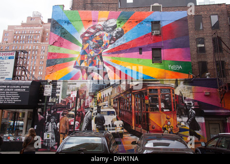 The Kissing Sailor mural by Eduardo Kobra,Chelsea, New York City, United States of America. Stock Photo