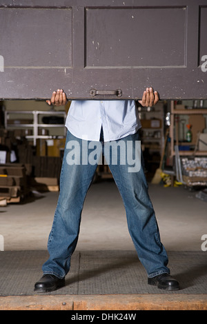 Opening warehouse door Stock Photo