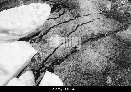 sheets of ice on a rock, Finnskogen, Norway Stock Photo