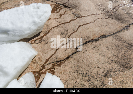 sheets of ice on a rock, Finnskogen, Norway Stock Photo