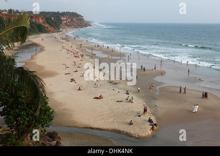 View from above, Varkala beach in Kerala, India. Stock Photo