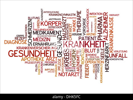 word cloud for health and disease Stock Photo