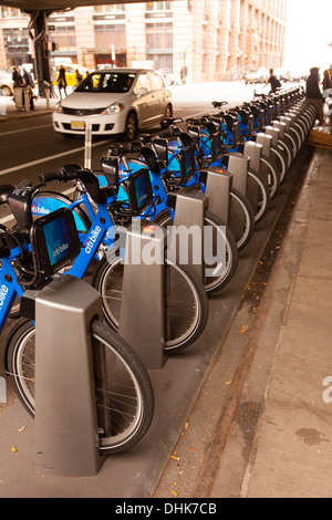 Citibike bike docking station,The High Line, New York City, United States of America. Stock Photo