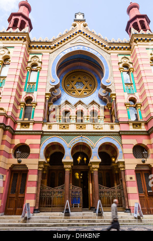 The outside of the Jubilee Synagogue (also known as the Jerusalem Synagogue) in Prague. Stock Photo