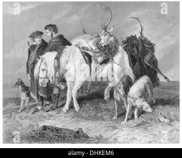 the deer stalkers painted by Sir Edwin Henry Landseer, RA (7 March 1802 – 1 October 1873) was an English painter Stock Photo