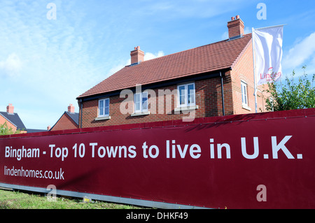 Bingham,Nottinghamshire.New Housing and Homes.Said To Be The Best Place To Live In England And Wales.2013. Stock Photo
