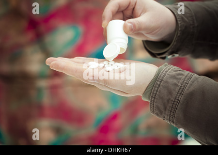 Man with drugs in the hands Stock Photo