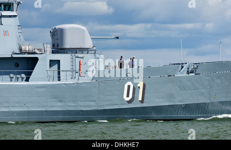 MInelayer and training ship FNS Pohjanmaa departing from the West Harbor of  Helsinki in the Tall Ships Races of 2013 Stock Photo - Alamy