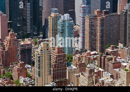 aerial photograph east side and midtown residential high rise buildings Manhattan, New York City Stock Photo