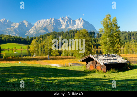 A wonderful view of the Lake Schwarsee  and the mountains Tirol Austria Stock Photo