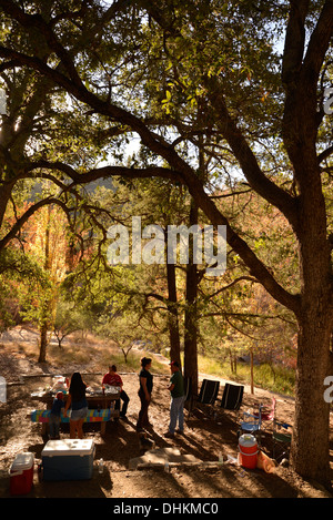 Visitors to Madera Canyon enjoy a picnic and Fall colors in the Santa Rita Mountains, Arizona, USA. Stock Photo