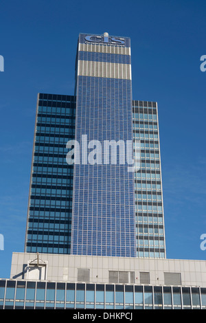 The CIS building in Manchester, the third tallest building in Europe at the time of its construction. Covered in solar panels. Stock Photo