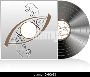 retro vintage vinyl record with cover Stock Photo