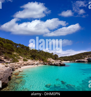 Cala Mitjana y Mitjaneta in Menorca Ciutadella at Balearic Islands Stock Photo