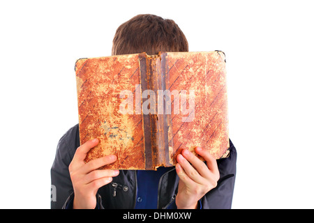 person with old book Stock Photo