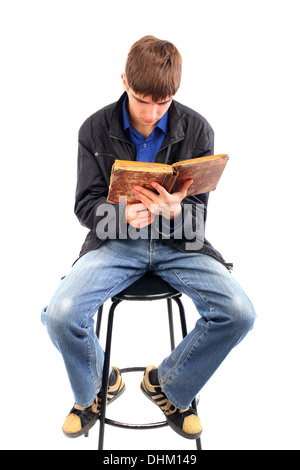 teenager with old book Stock Photo