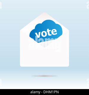 cover envelope with vote text on blue cloud Stock Photo