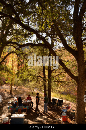 Visitors to Madera Canyon enjoy a picnic and Fall colors  in the Santa Rita Mountains, Arizona, USA. Stock Photo