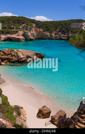 Cala Mitjana y Mitjaneta in Menorca Ciutadella at Balearic Islands Stock Photo