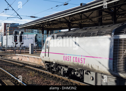 East Coast train at Newcastle upon Tyne station. England, UK Stock Photo