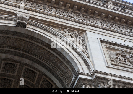 Sculpture details on the Arc de Triomphe in Paris, France. Stock Photo